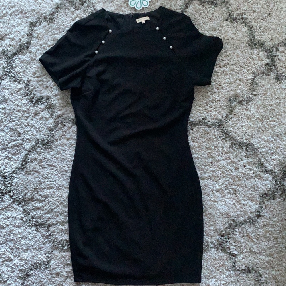 Black Dress with Pearl Accents